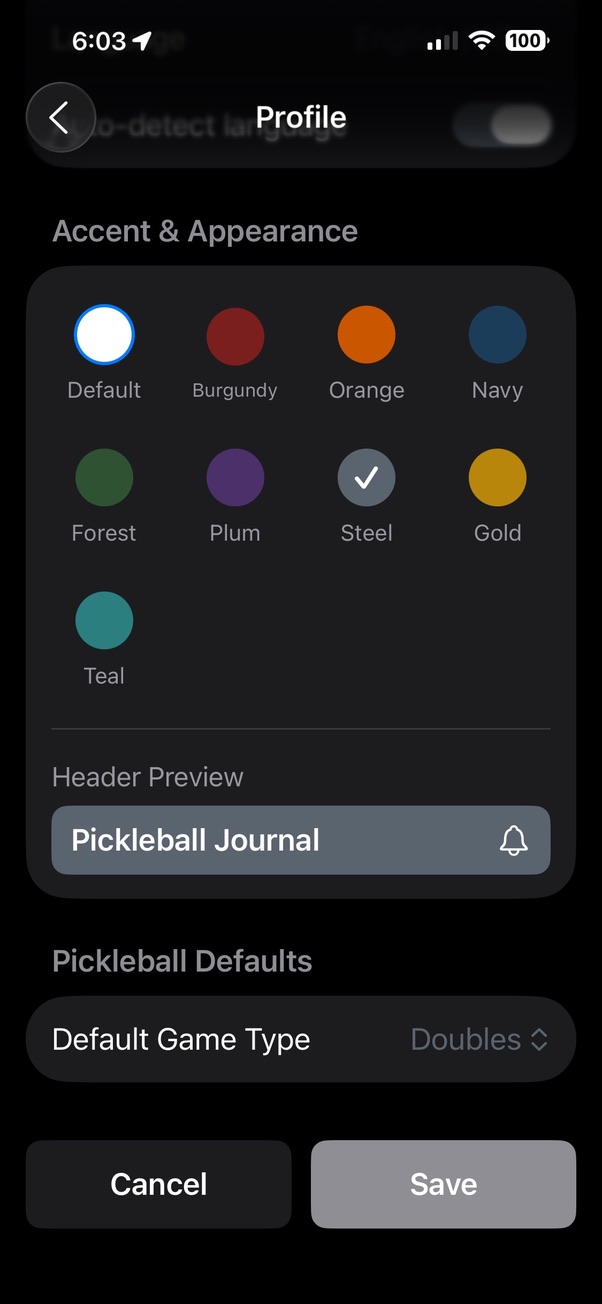 Profile Customization Screenshot