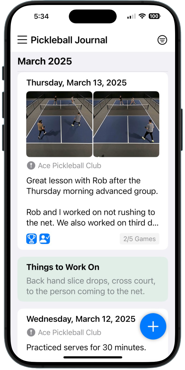 Pickleball Journal App
